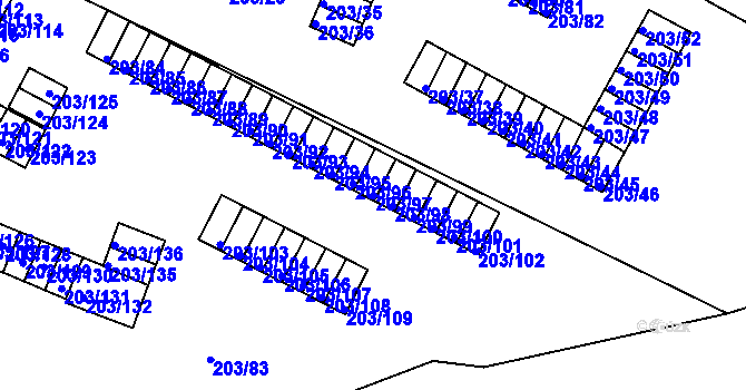 Parcela st. 203/97 v KÚ Tachov, Katastrální mapa