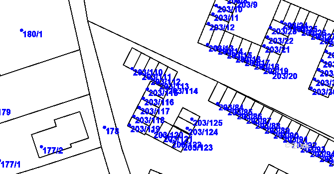 Parcela st. 203/114 v KÚ Tachov, Katastrální mapa