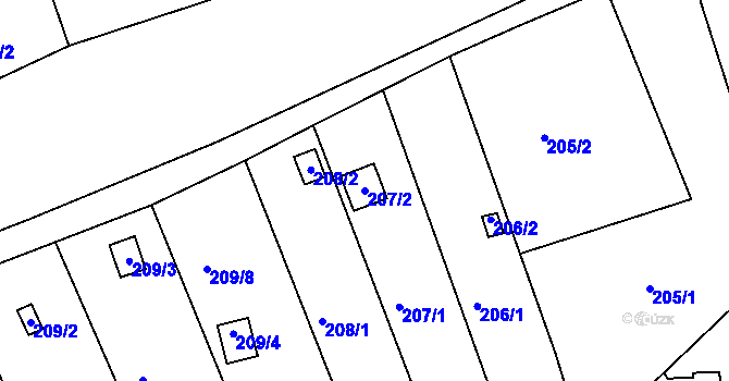 Parcela st. 207/2 v KÚ Tachov, Katastrální mapa