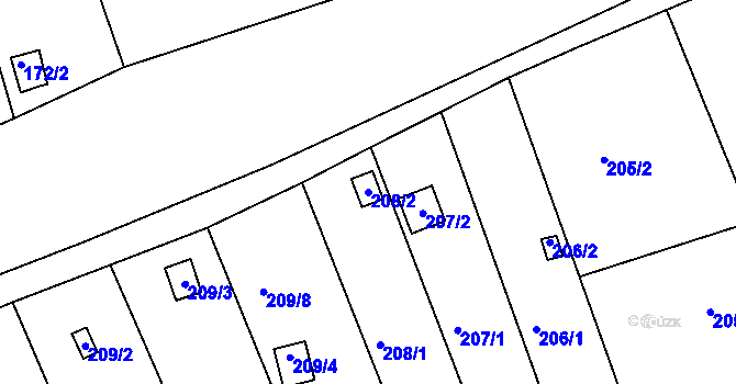 Parcela st. 208/2 v KÚ Tachov, Katastrální mapa