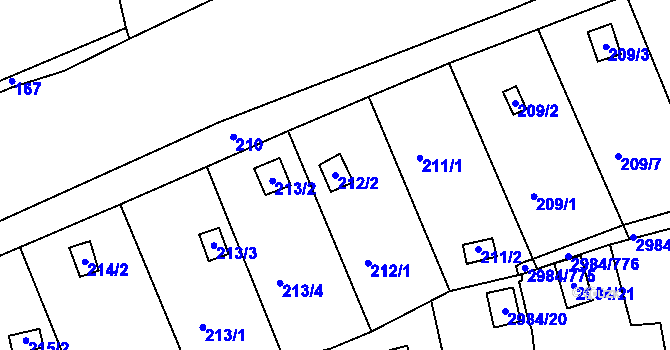 Parcela st. 212/2 v KÚ Tachov, Katastrální mapa