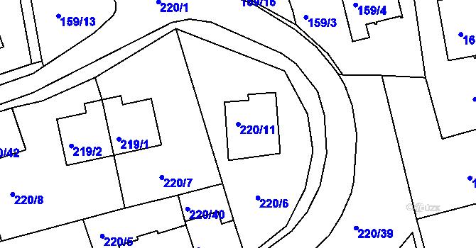 Parcela st. 220/11 v KÚ Tachov, Katastrální mapa