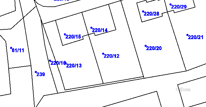 Parcela st. 220/12 v KÚ Tachov, Katastrální mapa