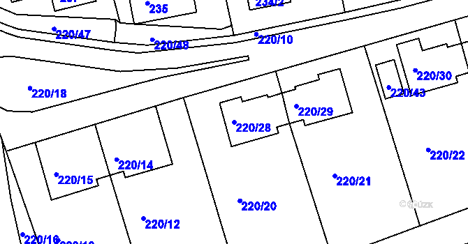 Parcela st. 220/28 v KÚ Tachov, Katastrální mapa