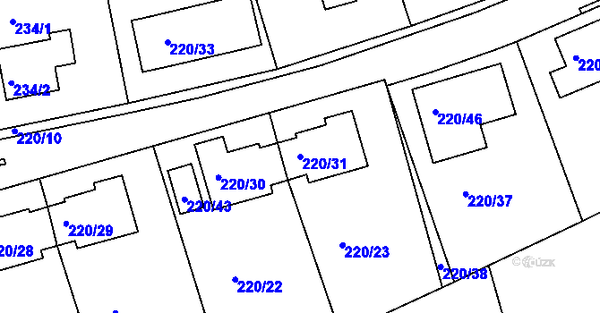Parcela st. 220/31 v KÚ Tachov, Katastrální mapa