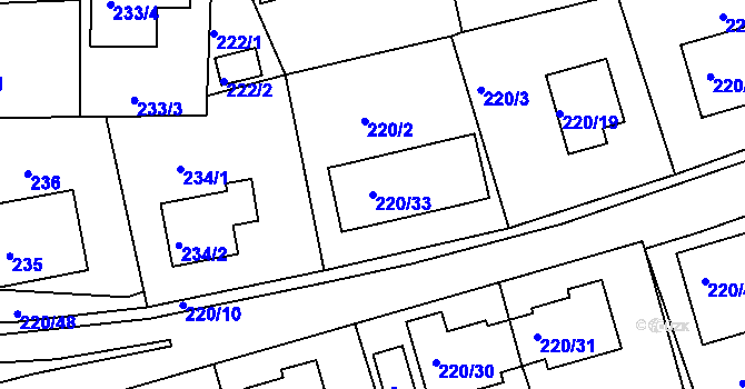 Parcela st. 220/33 v KÚ Tachov, Katastrální mapa