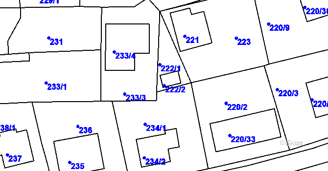 Parcela st. 222/2 v KÚ Tachov, Katastrální mapa
