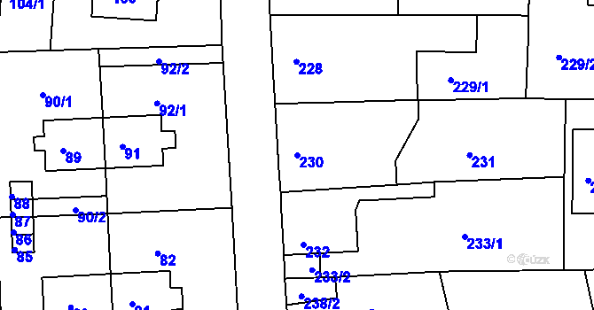Parcela st. 230 v KÚ Tachov, Katastrální mapa
