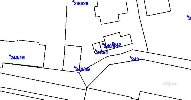 Parcela st. 240/4 v KÚ Tachov, Katastrální mapa