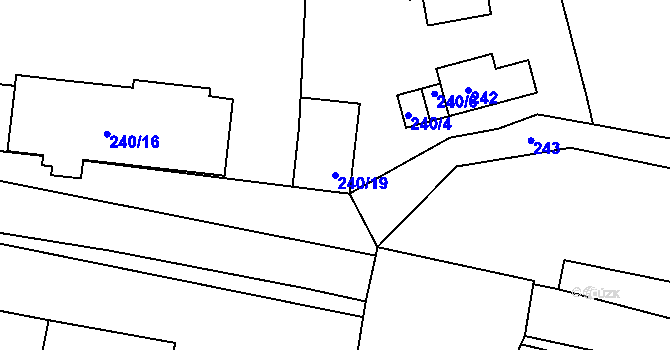Parcela st. 240/19 v KÚ Tachov, Katastrální mapa