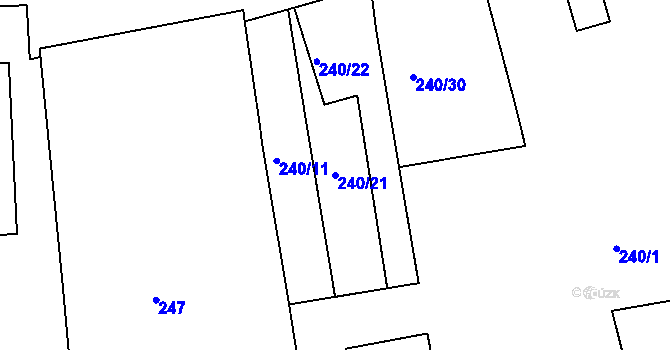 Parcela st. 240/21 v KÚ Tachov, Katastrální mapa