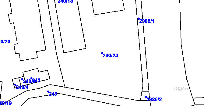 Parcela st. 240/23 v KÚ Tachov, Katastrální mapa