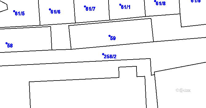 Parcela st. 258/2 v KÚ Tachov, Katastrální mapa