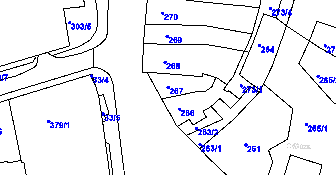 Parcela st. 267 v KÚ Tachov, Katastrální mapa