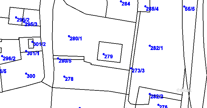 Parcela st. 279 v KÚ Tachov, Katastrální mapa
