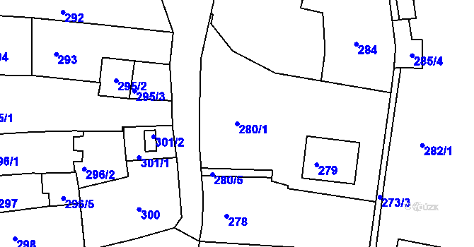 Parcela st. 280/1 v KÚ Tachov, Katastrální mapa
