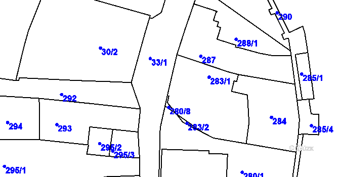 Parcela st. 280/2 v KÚ Tachov, Katastrální mapa