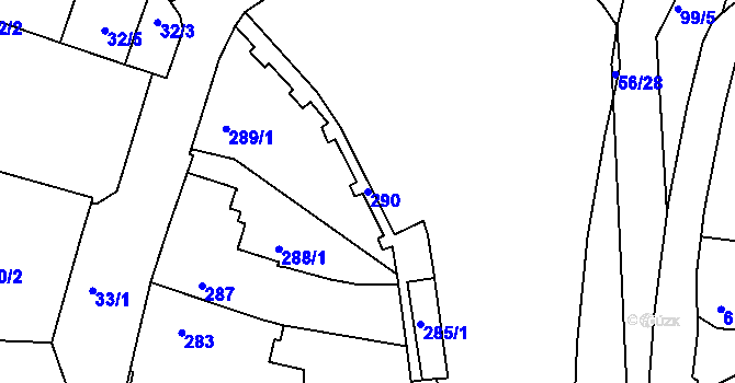 Parcela st. 290 v KÚ Tachov, Katastrální mapa