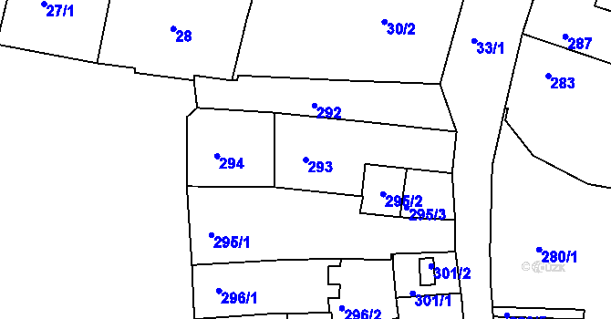 Parcela st. 293 v KÚ Tachov, Katastrální mapa