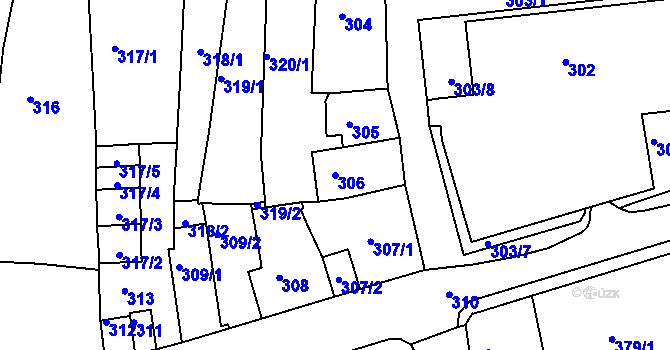 Parcela st. 306 v KÚ Tachov, Katastrální mapa