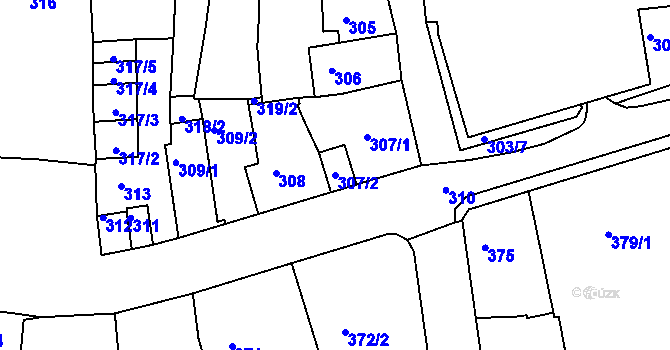 Parcela st. 307/2 v KÚ Tachov, Katastrální mapa