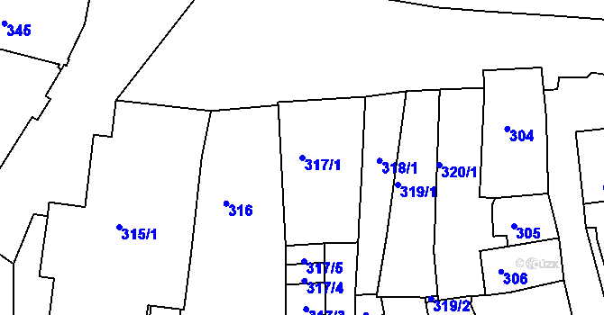 Parcela st. 317/1 v KÚ Tachov, Katastrální mapa
