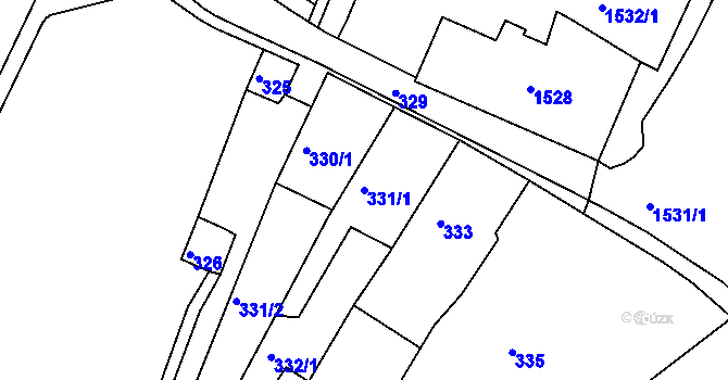 Parcela st. 331/1 v KÚ Tachov, Katastrální mapa