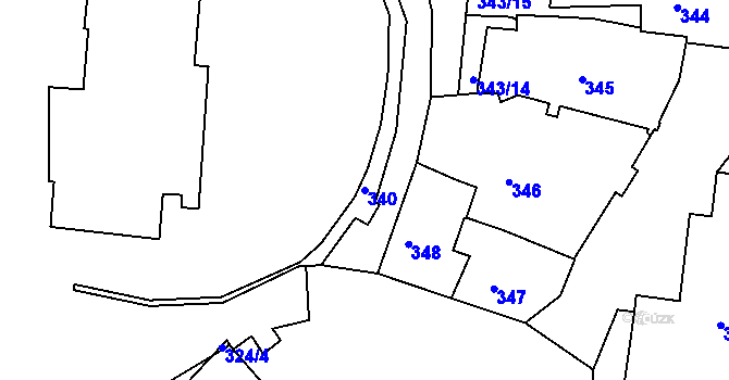 Parcela st. 340 v KÚ Tachov, Katastrální mapa
