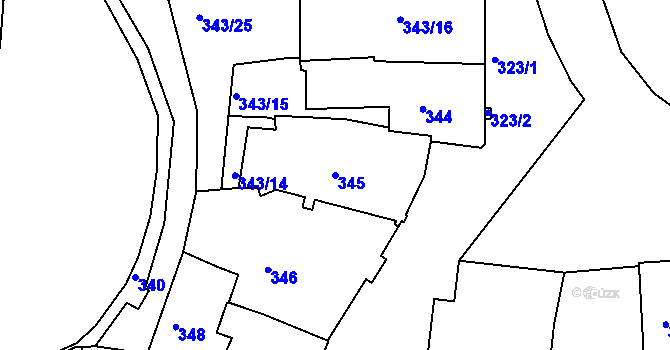 Parcela st. 345 v KÚ Tachov, Katastrální mapa
