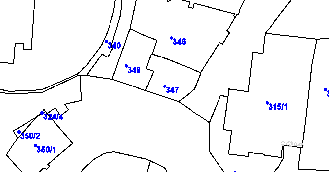 Parcela st. 347 v KÚ Tachov, Katastrální mapa