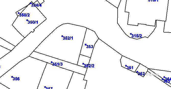 Parcela st. 353 v KÚ Tachov, Katastrální mapa