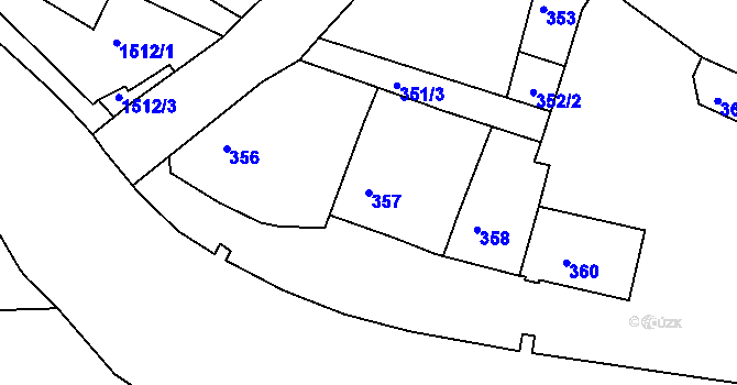 Parcela st. 357 v KÚ Tachov, Katastrální mapa