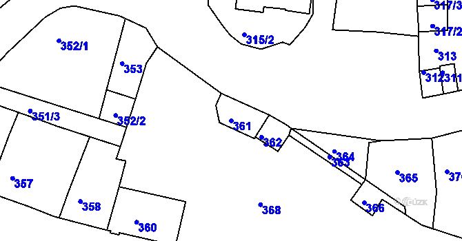 Parcela st. 361 v KÚ Tachov, Katastrální mapa