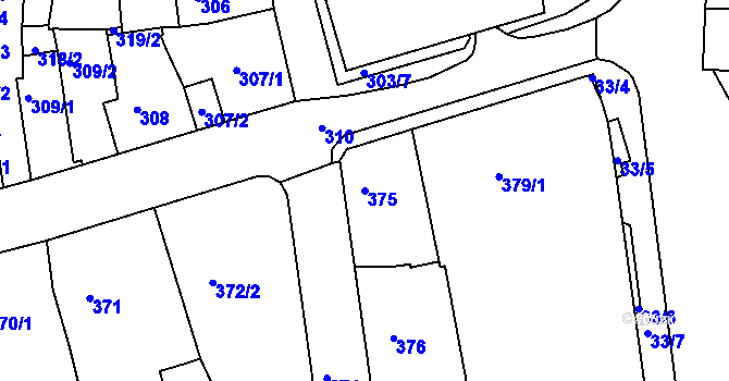 Parcela st. 375 v KÚ Tachov, Katastrální mapa