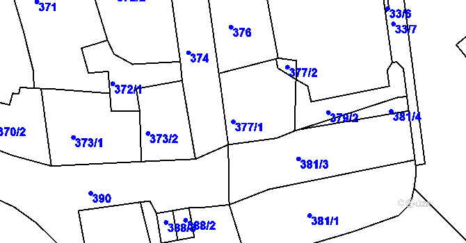 Parcela st. 377/1 v KÚ Tachov, Katastrální mapa