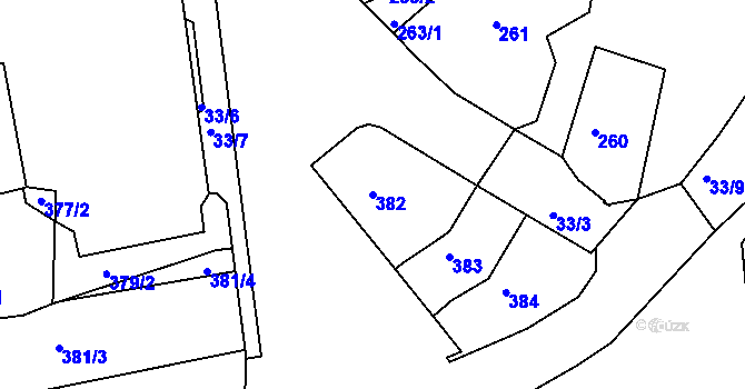Parcela st. 382 v KÚ Tachov, Katastrální mapa