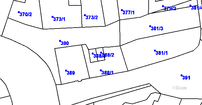 Parcela st. 388/2 v KÚ Tachov, Katastrální mapa