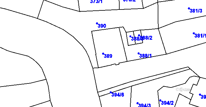 Parcela st. 389 v KÚ Tachov, Katastrální mapa