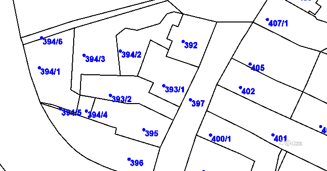 Parcela st. 393/1 v KÚ Tachov, Katastrální mapa