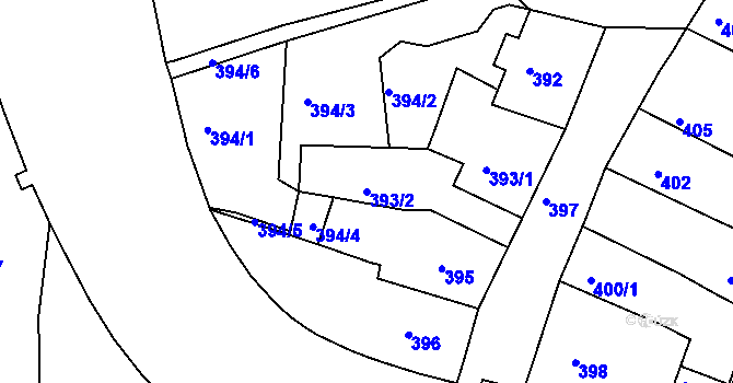 Parcela st. 393/2 v KÚ Tachov, Katastrální mapa