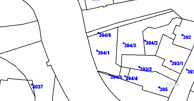 Parcela st. 394/1 v KÚ Tachov, Katastrální mapa