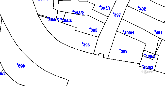 Parcela st. 396 v KÚ Tachov, Katastrální mapa