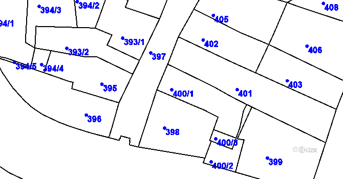 Parcela st. 400/1 v KÚ Tachov, Katastrální mapa