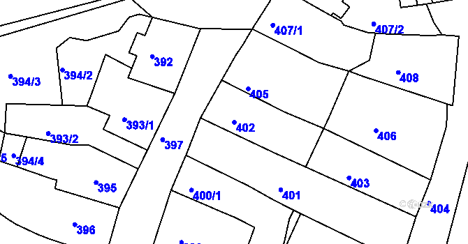 Parcela st. 402 v KÚ Tachov, Katastrální mapa