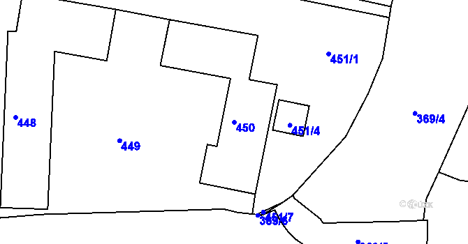 Parcela st. 450 v KÚ Tachov, Katastrální mapa