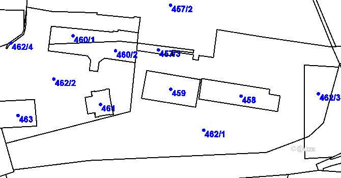 Parcela st. 459 v KÚ Tachov, Katastrální mapa