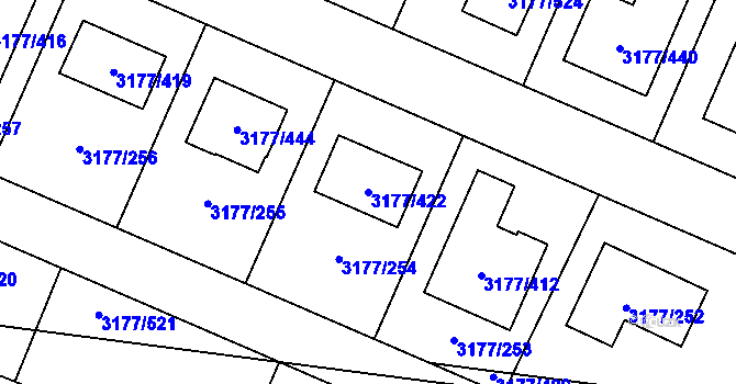 Parcela st. 3177/422 v KÚ Tachov, Katastrální mapa