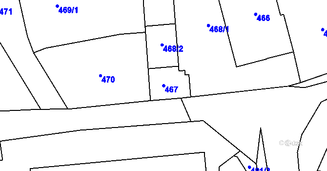 Parcela st. 467 v KÚ Tachov, Katastrální mapa