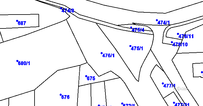 Parcela st. 476/1 v KÚ Tachov, Katastrální mapa