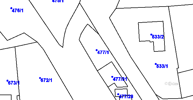 Parcela st. 477/1 v KÚ Tachov, Katastrální mapa